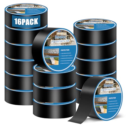 Image of Joist Tape for Decking 2''x50',16 Pack Weather-Resistant Deck Joist Tape,Waterproof Seal Antiseptic Butyl Joists Tape,Self-Adhesive Flashing Joists Tape for Wood Decks Beams Roof