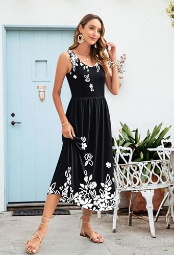 Image of WNEEDU Women's Summer Maxi Dress Casual Sleeveless Sundress