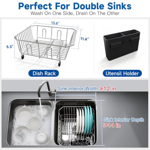 Image of JASIWAY in Sink Dish Drying Rack, Stainless Steel Small Dish Drainer