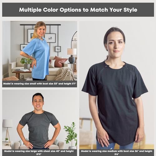 Inspired Comforts Men's Chemo Port Access Half Sleeve Shirt with Dual Zip Access4