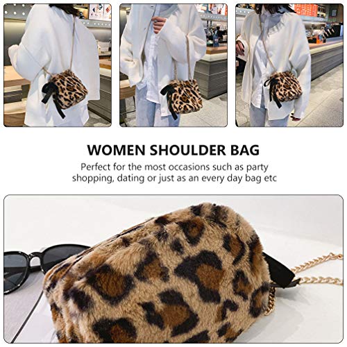 KESYOO Bolsa de Ombro de Pelúcia da Moda Bolsa de Corpo Cruzado para Mulheres Senhora (Cáqui)