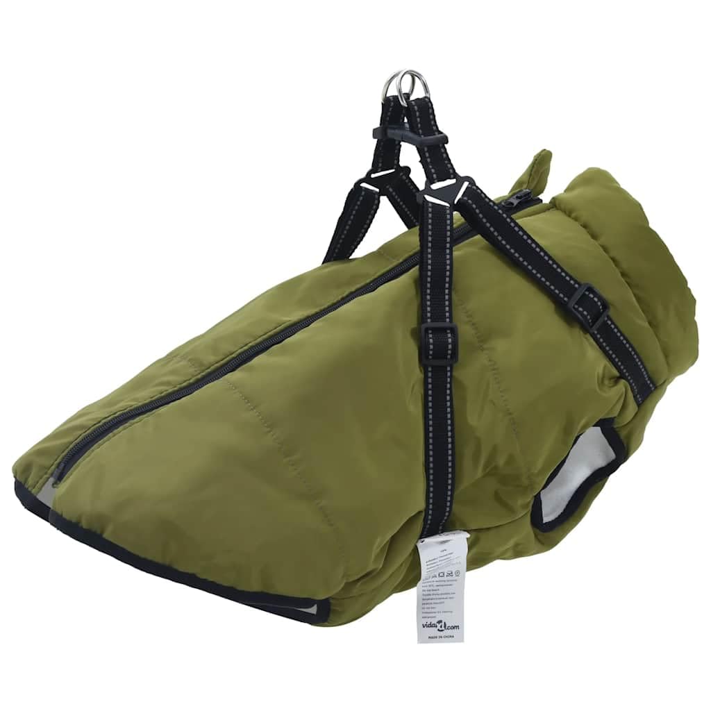 Cappotto impermeabile per cani con imbracatura regolabile, verde militare, L68, riflettente, con pile, caldo, per inverno, autunno, all'aperto, passeggiate in caso di pioggia e neve, con
