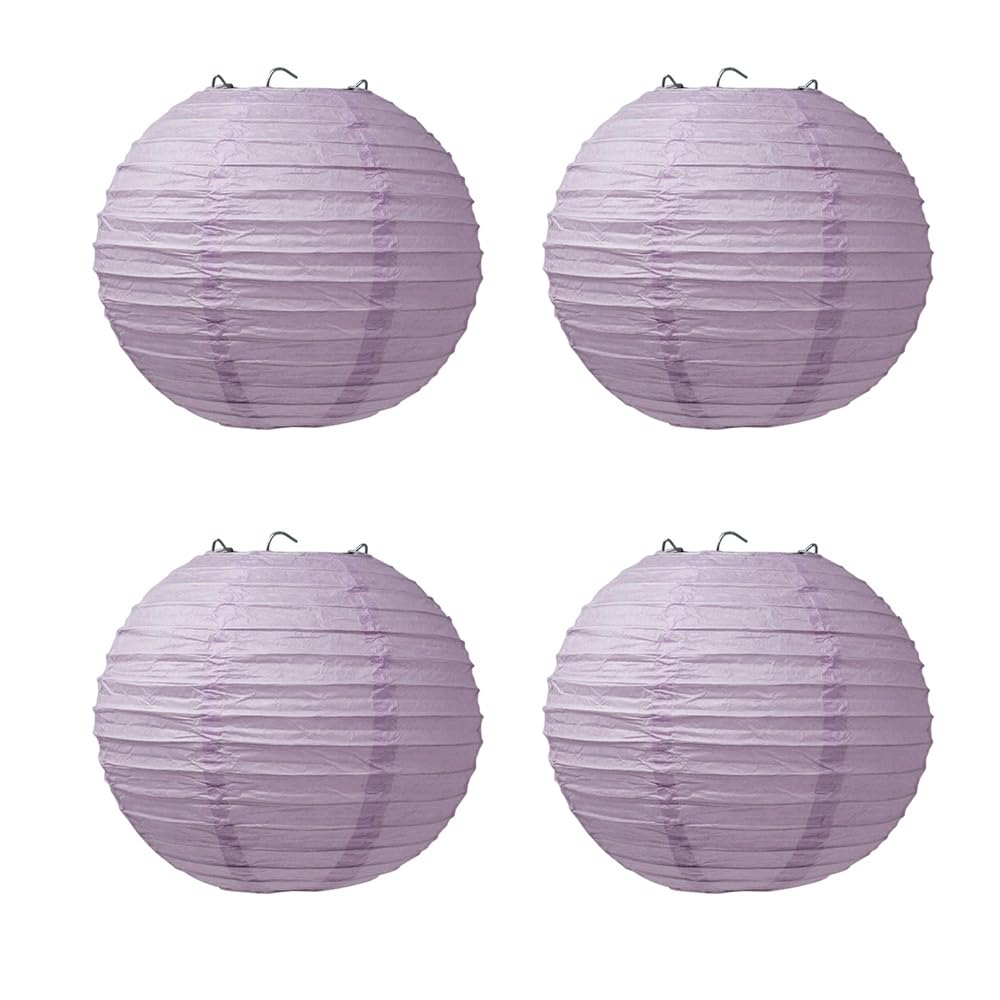 4-Pack Pink Paper Lanterns - 16 Inch Chinese Japanese Hanging Lanterns For Party Decor