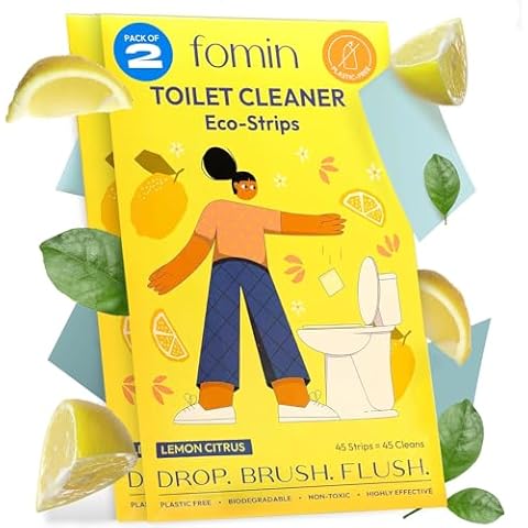FOMIN Non-Toxic Toilet Bowl Cleaner Strips - (90 Strips) - Plastic-Free, Septic Safe Toilet Cleaning Strips, Remove Stains & Odors - The Ultimate Cleaning Solution Cover