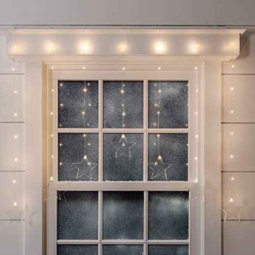 Lights4fun Christmas Star Curtain Window Light 47 Warm White Micro LED Plug in