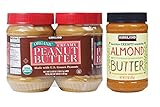 Kirkland Signature Organic Peanut Butter and Almond Butter Bundle - Includes Kirkland Signature Two Peanut Butter (28 oz. Each) and Almond Butter (27 oz)