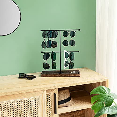 Mkono Sunglasses Organizer Rustic Glasses Storage Display Holder 2 Tier Sunglass Stand Eyeglasses Rack For Multiple Glasses Retail Eyewear Eyeglasses Hanging Organizer For Desk Dresser Tabletop #TOP2