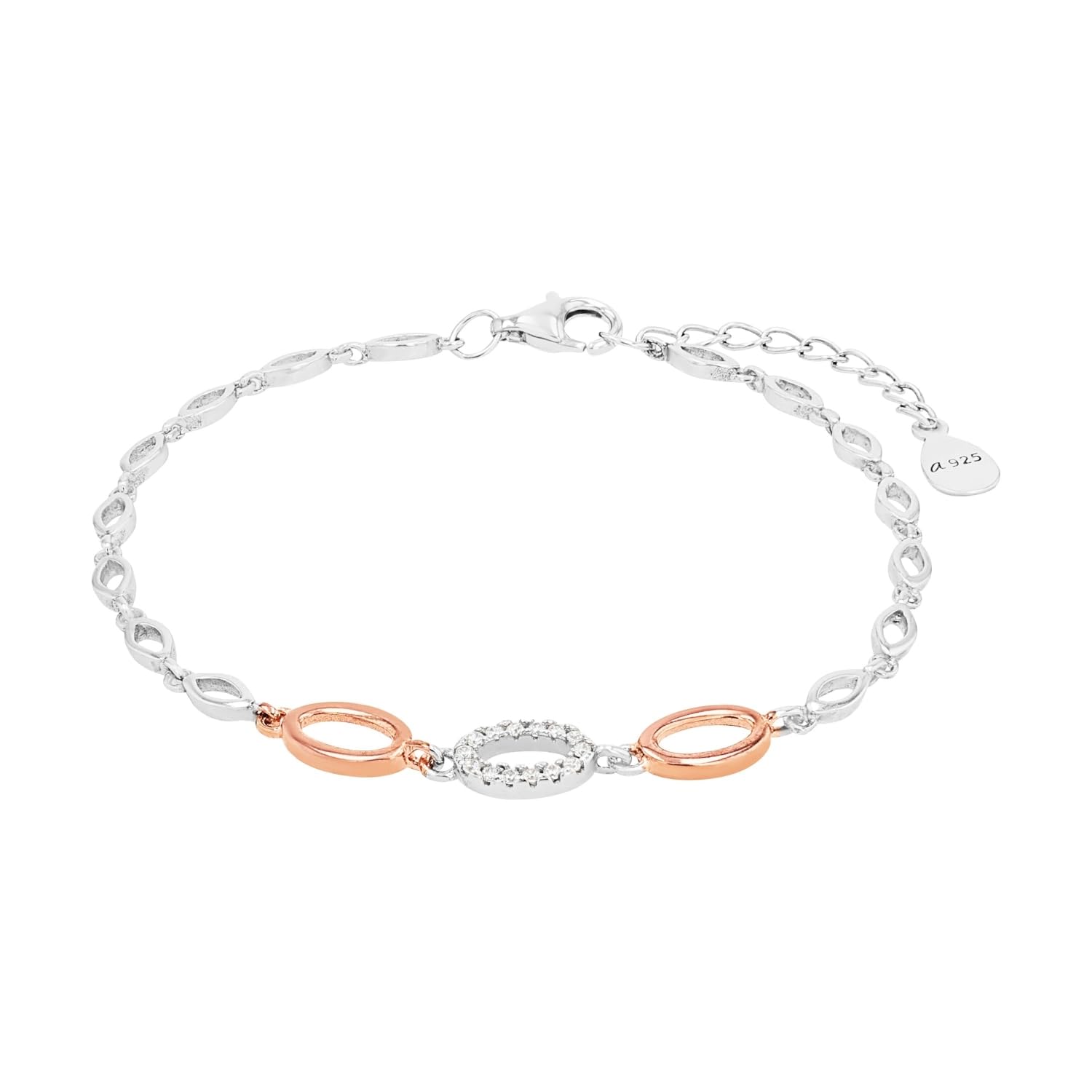 Amor Armband aus 925 Sterling Silber für Damen, Armschmuck, Damenschmuck, Silber 925, bicolor, Geschenkidee für Frau und Freundin, Kommt in Schmuckbox