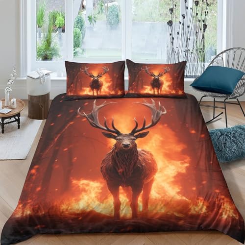 Housse de couette cerf fermeture éclair parure King