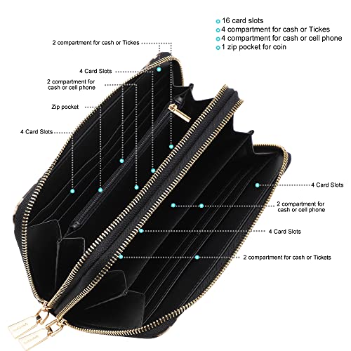 B Brentano Vegan Leather Double Zipper Pocket Wallet With Grip Hand Strap (Leopard) #TOP2