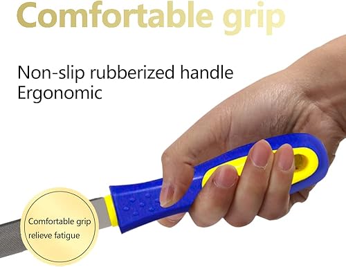 Miniatura 5 de KALIM Lima de mano plana de 6 pulgadas con acero endurecido de alto carbono, agarre ergonómico, mango antideslizante de plástico, adecuado para