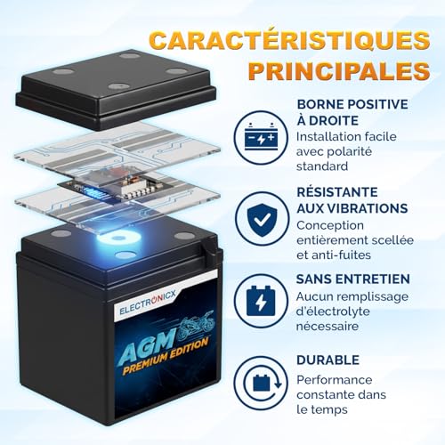Batterie Moto AGM 12V 20Ah YTX20L-BS Electronicx