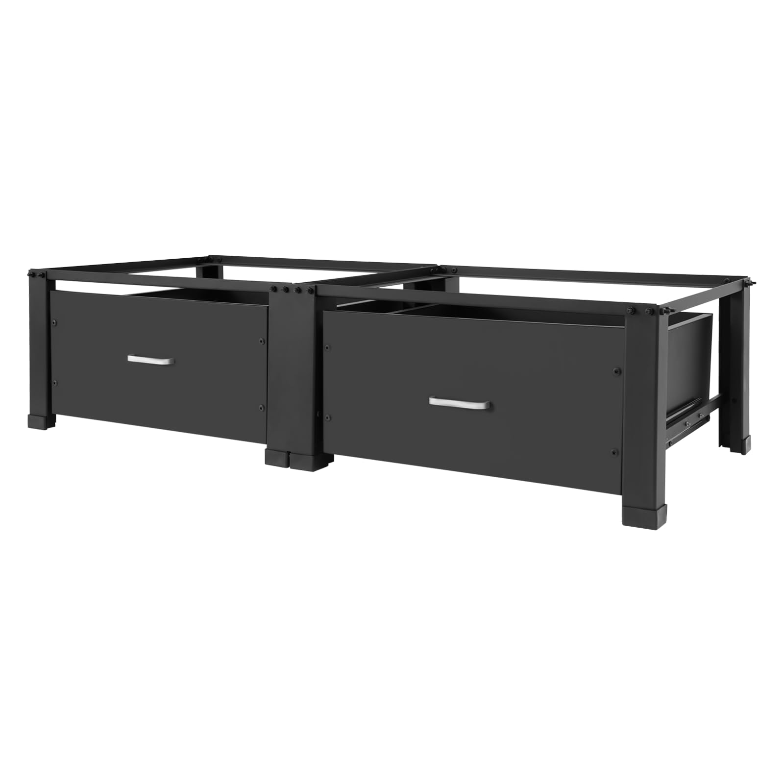 Doppio telaio per lavatrice con 2 cassetti, doppio supporto per lavatrice e asciugatrice, capacità di carico base 200 kg, colore nero