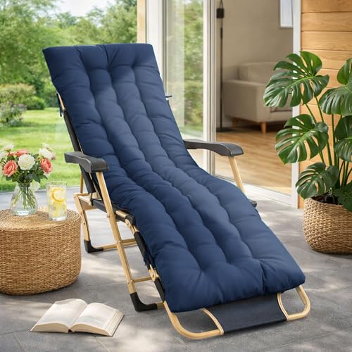 Bocguy Coussins pour Bains De Soleil，170x50x10 CM Chaise Longue Jardin，Matelas Transat Bain De Soleil Chaise Longue Exterieur pour Jardin Terrasse Balcon