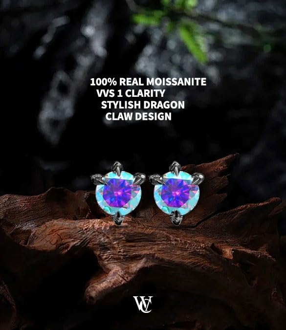 Moissanite Stud Earrings,Dragon Claws Earrings, D Color Round Cut VVS1 Diamond 925 Sterling Silver Plated Earrings,luxury gift2