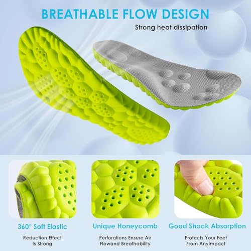 Image of 4D Cloud Steppers Insoles for Men and Women - Shock Absorption Inserts, Soft Anti-Fatigue, Memory Foam Insoles for Shoes, Boots & Sneakers (Green, Men: US 7-10 / Women: US 8.5-12)