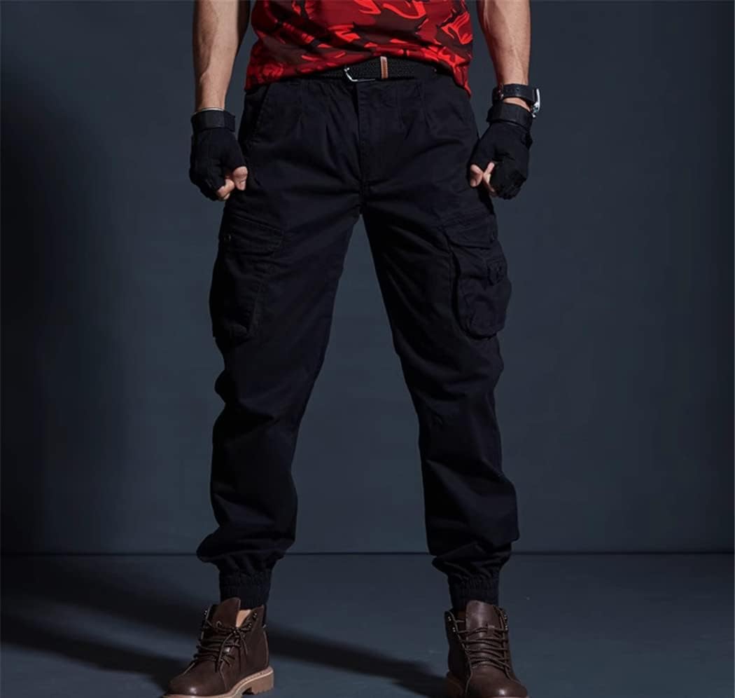 Men Khaki Casual Pants Military Tactical Joggers Camo1 Cargo Pants Multi-Pocket Black Army Trousers