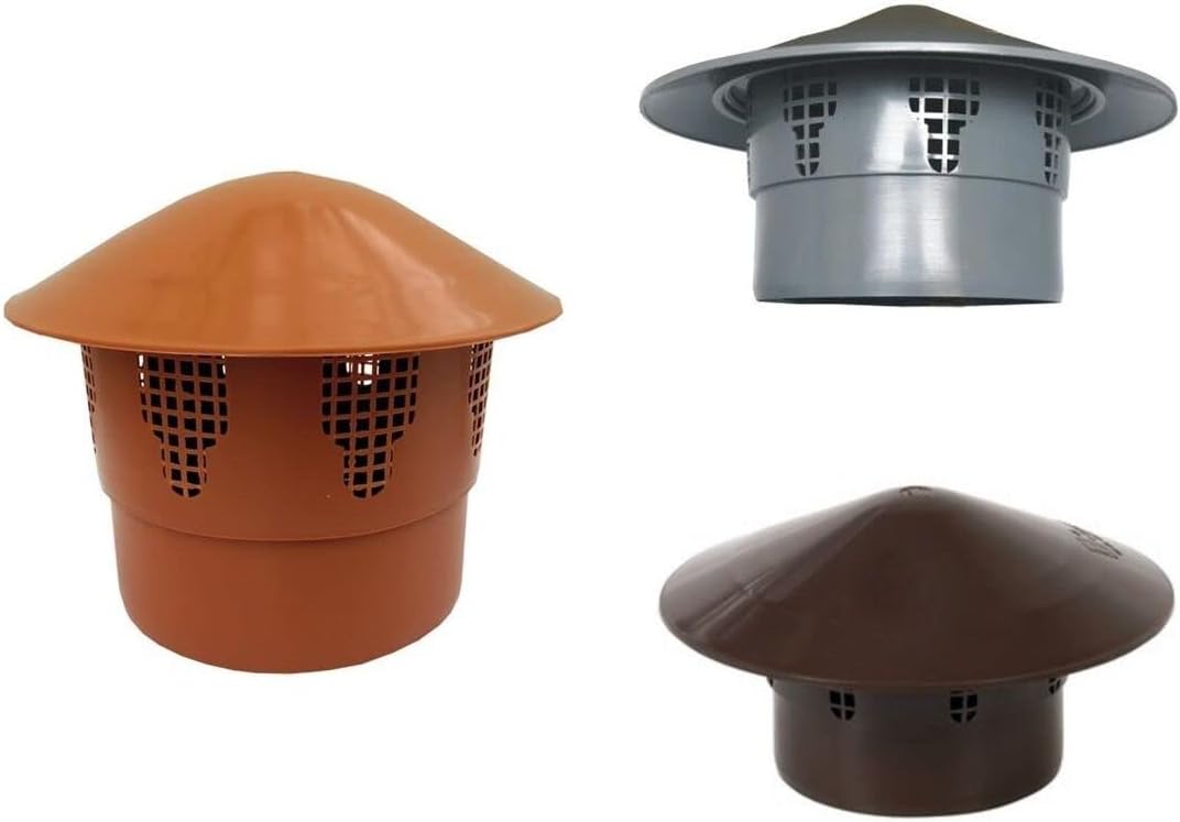 Waste Pipe Terminal Vent Sewage Aerator Soil System Air Vent Grille Tube Cover Cap (110mm, Brown)