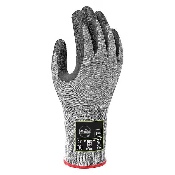 MOLLIFII Cut Resistant Coated Gloves, A3 Cut Level, Latex, M, 1 PR