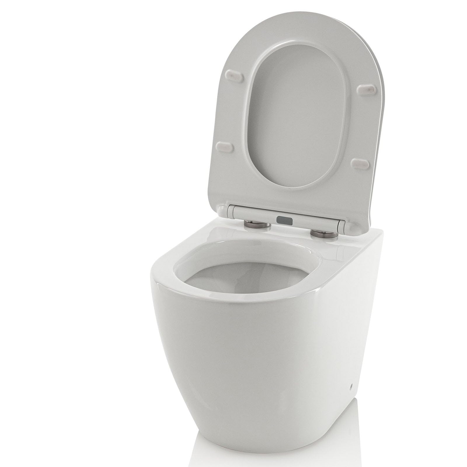Aqa Design accessori casa wc a terra, completamente realizzato in ceramica bianca, curva tecnica non inclusa, Made in Italy, salvaspazio - Bianco - 52x36,5x40 cm