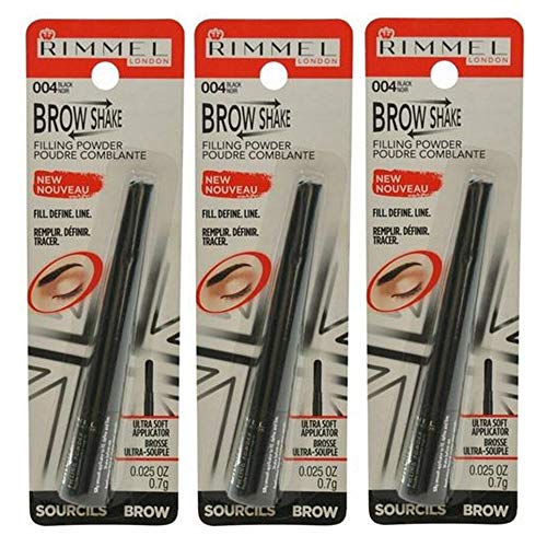 Pack of 3 Rimmel London Brow Shake Filling Powder, Black (004)