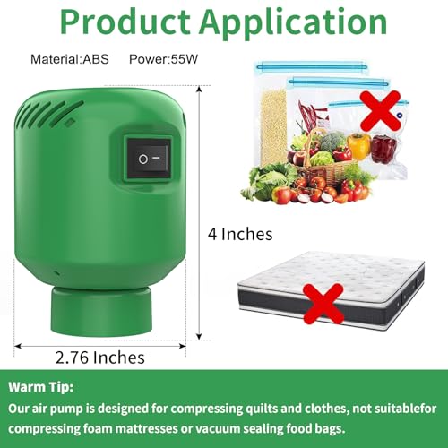 Image of LISACOOL Portable Vacuum Pump Electric Pump Storage Bags for Various Vacuum | 80%Space Saver,Travel Packing Essential&Luggage Space Saving,Seasonal Clothing & Bedding Storage,Dorm Organizing Fast