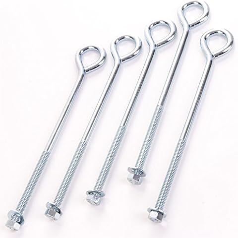 5 Zinc Eye Bolts with Nuts and Washers Cover