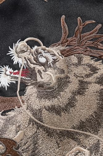 Kylin Embroidery Men's Bomber Jacket Oversized Zip Up Hip Hop Coat Vintage Japanese Style Windbreaker4