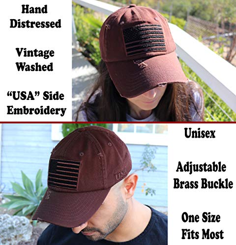 Image of Antourage American Flag Unisex Baseball Hat for Men and Women | USA Flag Mesh Snapback Flat Visor Cap + 2 Patriotic Patches