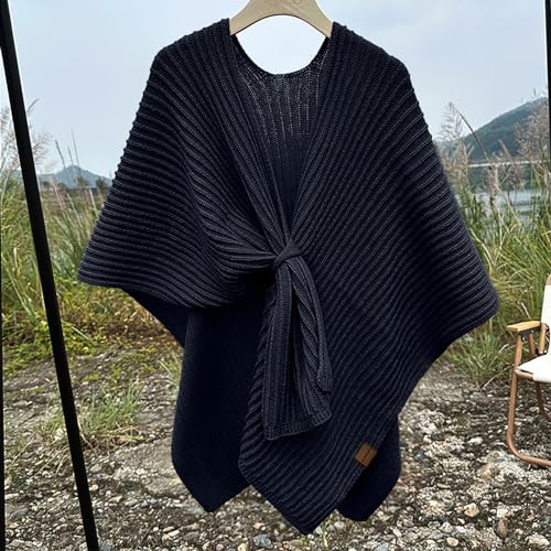 HGps8w Women's Elegant Shawl Wrap - Cross Front Poncho Cape - Wrap Topper Knitted Cardigans Sweater Shawls4