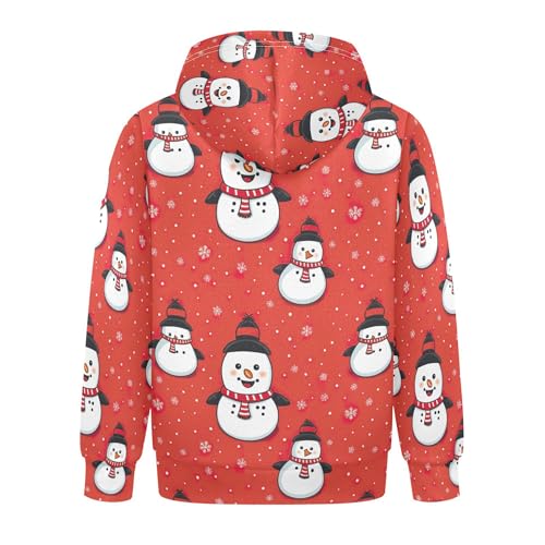 Kids Hoodies Sweaters Christmas Xmas Snowman Hooded Sweatshirts with Big Pockets for Boys Girls B04003452