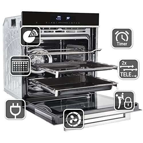 Autarkes Herdset: 60cm Einbaubackofen EB8019EDP + 59cm Kochfeld KFS59ED / Pyrolyse/Pizzafunktion/Grill/Umluft/Heißluft… – Bild 4