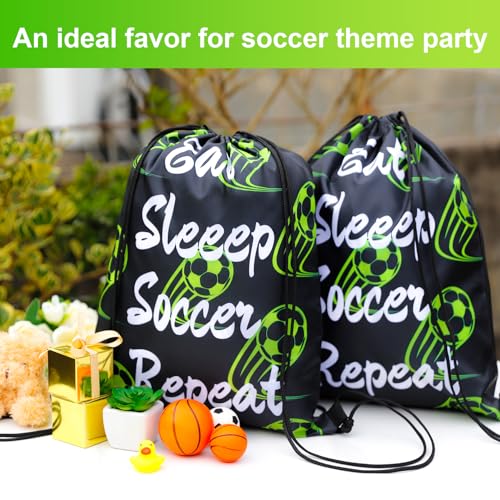 32 Pcs Soccer Drawstring Bags, Soccer Drawstring Backpack Bulk,13x16.6 Inch Sports Party Favor Gift Bags, Lightweight Polyester Goodie Bag for Sports Gym Travel Party Supplies4