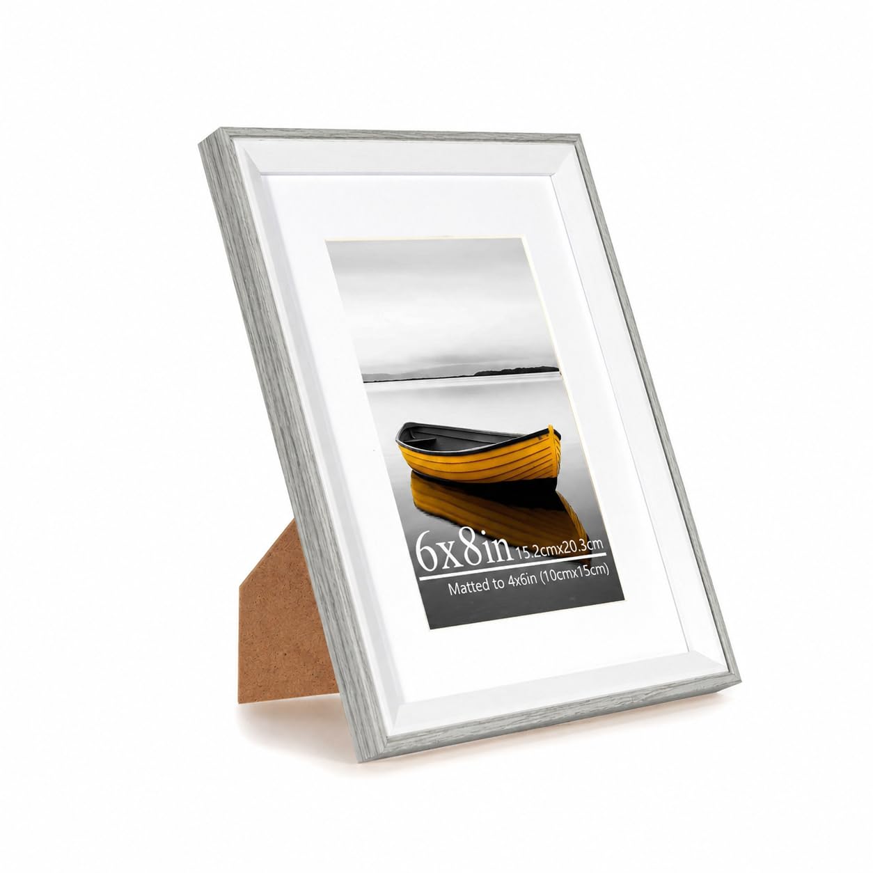Baoee 6x8 Grey white Two Tone Picture Frame，photo frame with acrylic glass,Poster Frame