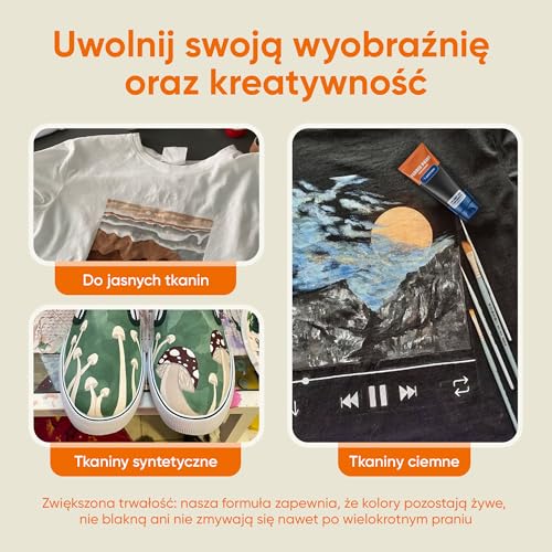 Farba do Tkanin Biała 60 ml – Trwała Farba Tekstylna do Ubrań, Butów i Jeansu, Elastyczna i Odporna na Pranie