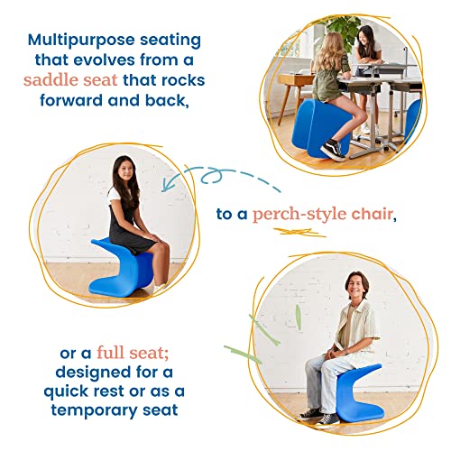 Image of ECR4Kids Wave Seat Perch Stool, 18in - 19.6in Seat Height, Flexible Seating, Blue