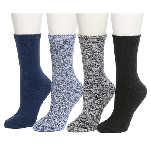 Image of Cuddl Duds Women Super Soft Multicolor Easy Care Crew Boot Socks 4 Pair