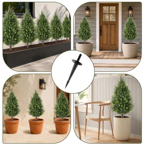 2 Pack 3Ft Artificial Cedar Topiary Trees - image 8