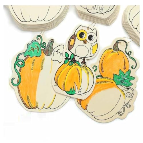 Ready-to-Color and Decorate Fall or Halloween Pack of 30 Wood Cutout Pumpkin Ornaments (3-1/4 to 4 Inches)