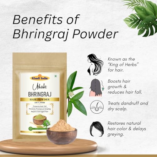 Image of Amla, Hibiscus, Bhringraj, Shikakai & Rosemary Hair Powder for Hair Growth & Hair Fall Control | 100% Pure Herbal Pack for Strong, Thick & Shiny Hair | Ayurvedic Powder - Pack of 5