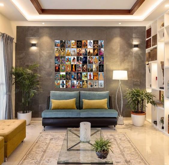 Image of Pack of 54 God Wall Collage Kit Posters - 4 x 6 Inches Wall Decor Poster - Wall Art For Bedroom, Living room, Office - 1 Tissue Tape