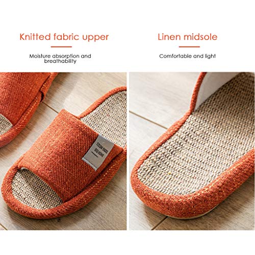 YCKEGEW Linen Cotton Slippers Breathable Midsole Mens Slippers Open Toe House Shoes Arch Support Couples Mule Slippers TPR Non-Slip Sole Indoor Casual Shoes (Color : Pink, Size : EUR40-41)2