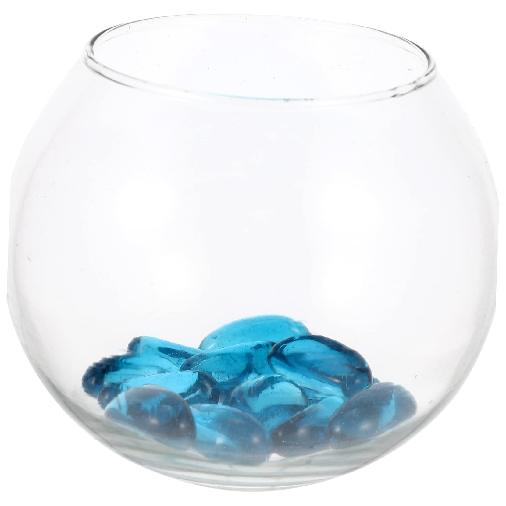 DOITOOL 1 Juego Pecera Redonda De Cristal Pequeño Acuario Minimacetas Mini Plantas Recipiente De Vidrio Micro Paisaje Contenedor De Pescado Sencillo Mini Ollas Globo Oficina Piedra
