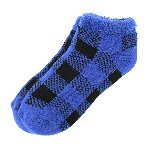 BambooMN Kid's Double Layer Non-Skid Thick Super Soft Cozy Warm Fuzzy Comfy Home Indoor Outdoor Cabin Low Cut Sock, Style 59