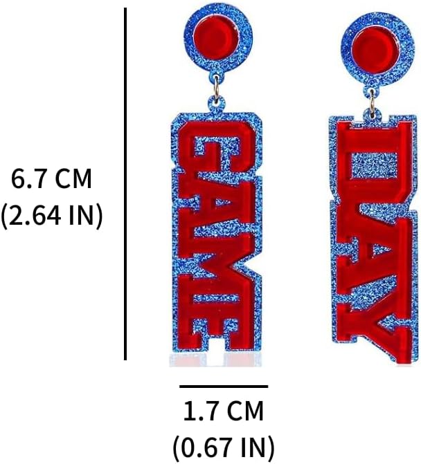 Acrylic Game Day Earrings Colorful Game Day Letter Drop Dangle Earring Football Team Fan Sports Favors Cheerleader Accessories Jewelry Gifts-F - Image 2