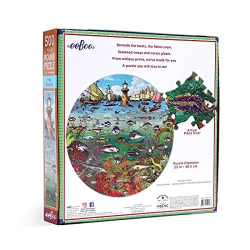 Image of eeBoo 1000 Piece Puzzle - Seaside Garden Jigsaw Puzzle for Adults, Rectangular 28 inch x 21 inch Made with Recycled Board & Vegetable-Based Ink