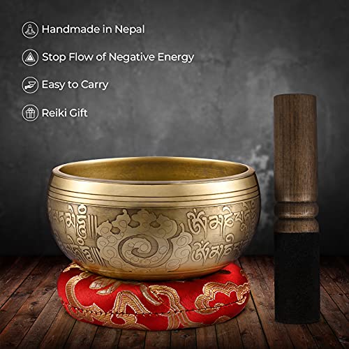 Tibetaanse klankschaal, 4,5 inch handgemaakte klankschalenset meditatie sound bowl set met Dual Surface Mallet en zijden… - Image 7