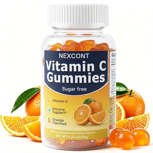 Oopeatol Vitamin C Gummies for Adults Sugar Free with Orange Flavored Vitamin C Gummies Supports Skin Health & Immune Function 60 Count 30-Day Supply.