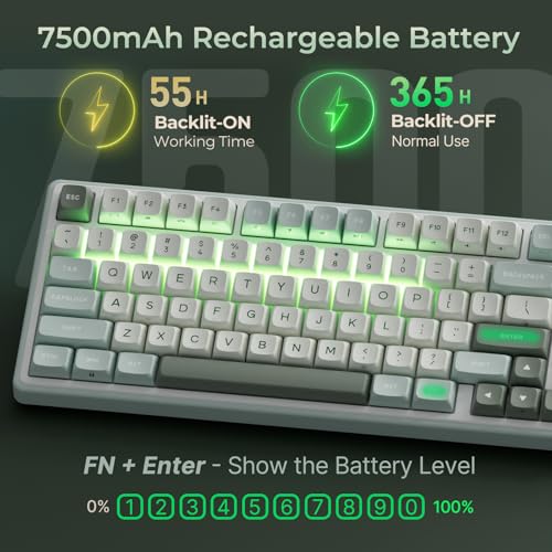 Image of RK ROYAL KLUDGE R98 Pro Wireless Mechanical Keyboard, Creamy Bluetooth /2.4GHz /Wired RGB Gaming Keyboard with Number Pad and Knob, MDA Profile PBT Keycaps, Gasket Hot Swappable Tactile Switch, Cyan