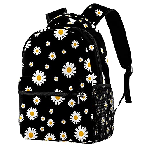 Sac à dos de voyage marguerites avec porte-bouteille pour fille et garçon